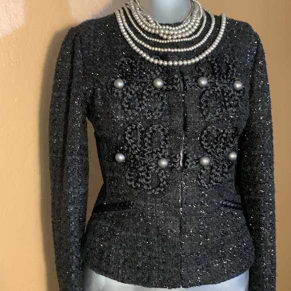 NWT Express Black Tweed Status Majorette Jacket.  Sz XS - Picture 4 of 7